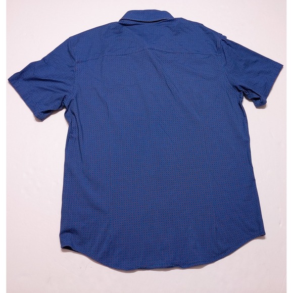 BUTTERCLOTH Icy Cotton Short Sleeve Button Shirt Blue Dots All Over XL Slim Fit - Picture 8 of 8